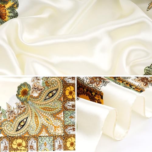 Pistha Head Scarf Bandana for Women, Satin Scarf for Hair, Large Square Silk Bandana Headscarf for Women and Men 35 Inch - style: Classic-beige