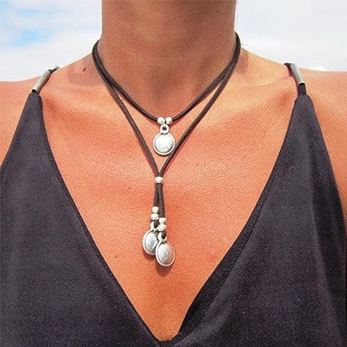 HUASAI Choker Necklace for Women Boho Necklaces Country Concert Outfits for Women Layered Western Choker Necklace Boho Cowgirl Jewelry Accessories Dress - color: D:Layered Boho Choker Necklace