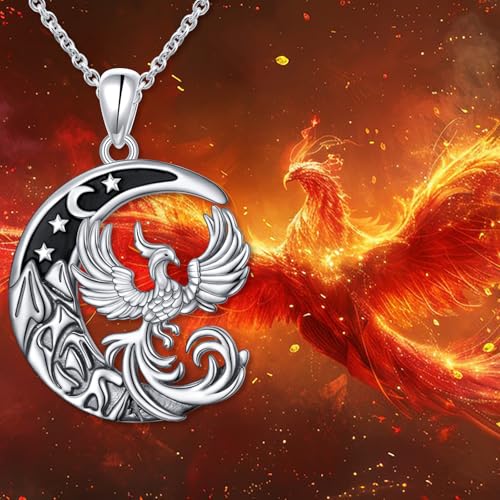 925 Sterling Silver Animal Necklaces Lion/Cat/Phoenix/Bunny/Koalas Necklace Adjustable Chain Animal Lover Pendant Jewelry for Women Men - style: Phoenix
