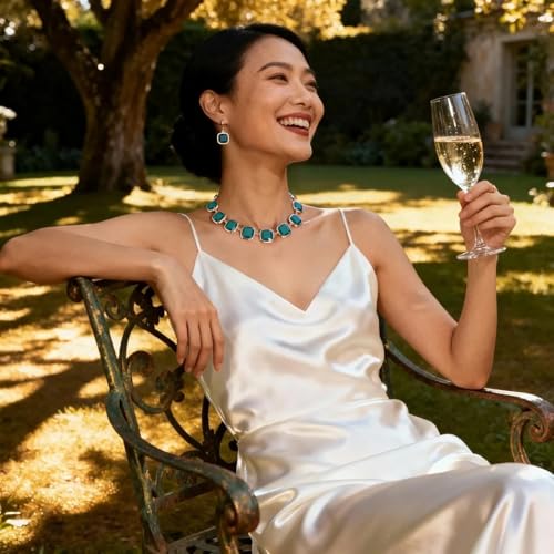 Chunky Beaded Colorful Collar Necklace with Earrings for Women Fashion Statement Necklace Set for Women Gifts