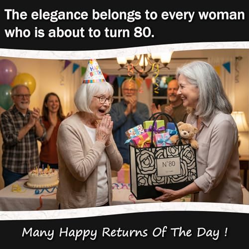 50th/60th/70th/40th/30th/80th Birthday Gifts for Women Her, Birthday Gifts Tote Bag for Mom Wife Aunt Friends - style: 80th