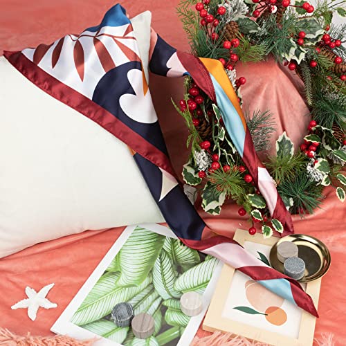 NZKNP Silk-Like Head Scarf - Women's Bandana Wraps - color: 12-colorful Flowers, size: 35"*35"