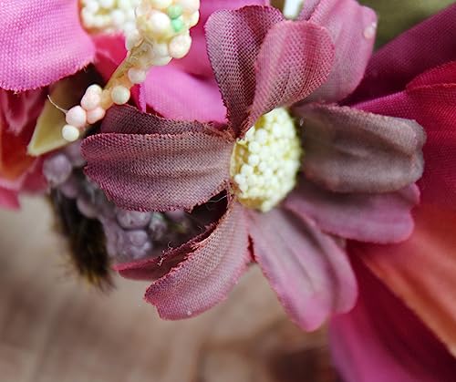 Vivivalue Wedding Flower Crown Adjustable Flower Headband Hair Wreath Floral Headpiece Halo Boho Party Prom Festival Photos - color: R