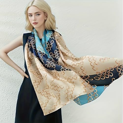 vimate 100% Large Silk Feeling Scarf-Women's Fashion Long Mulberry Silk Satin Neck Scarf Sunscreen Shawl Wrap Headscarf - color: Style 20
