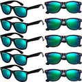 Eyegla Sunglasses Bulk Party Sunglasses Pack 80s Shades Eyewear Set for Men Women 8/10/20/30Pack - color: Black Frame+green Mirror Lens 10 Pack