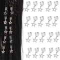 20Pcs Hollow Star Hair Clips | Silver Hair Jewelry Rings & Cuffs for Braids, Dreadlocks | Boho Hair Accessories for Women | Festival Braiding Beads Charms - color: Silver