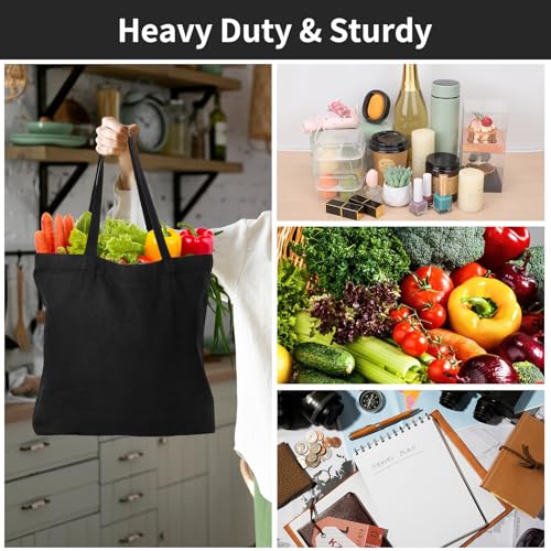 Segarty Black Canvas Tote, 6 Packs 16x15 inch Canvas Bags with Zipper, 12Oz Heavy Duty Reusable Grocery Shopping Plain Tote Bag Bulk for Women Crafts Painting Embroidery Gift - size: 16.5"x13.4"x3.9", style: Black_6pcs