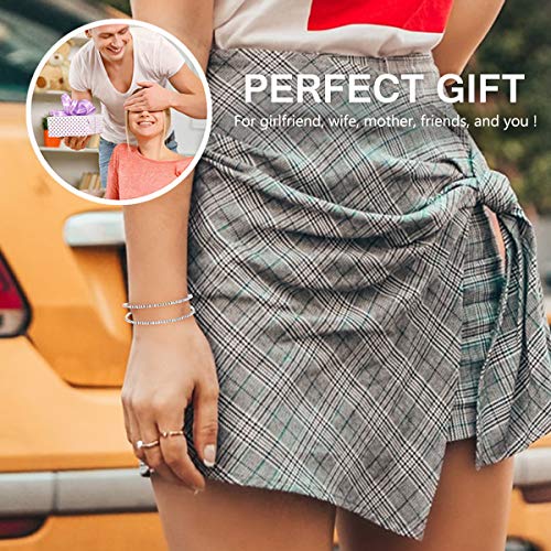 NTLX Crystal Bracelet for Women – Rhinestone Bangle Bracelet – Silver & Gold Plated - Flexible & Adjustable – Two Row - Bridal, Wedding, Prom, Party, Pageant, Evening, Casual, Bracelet - with Gift Box - color: Silver
