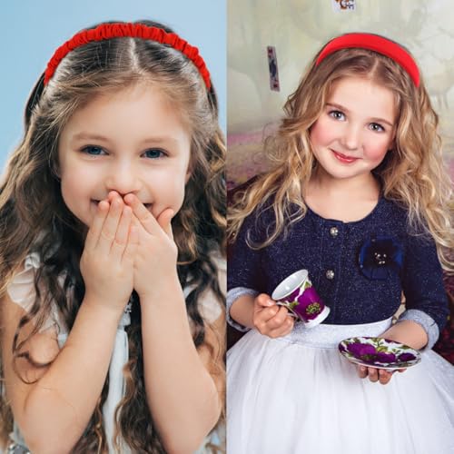 VELSCRUN Headbands for Women 7 Pcs Different Red Knotted Solid Pearl Head Bands Non Slip Hair Band for Womens Gilrs Thin Thick Short Hair Fashion Accessories - color: Red