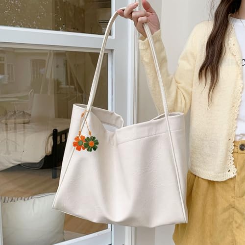 Handmade Genuine Leather Flower Bag Charm-Boho Accessories Leather Flowers Key Chain Purse Pendant Charms - color: C