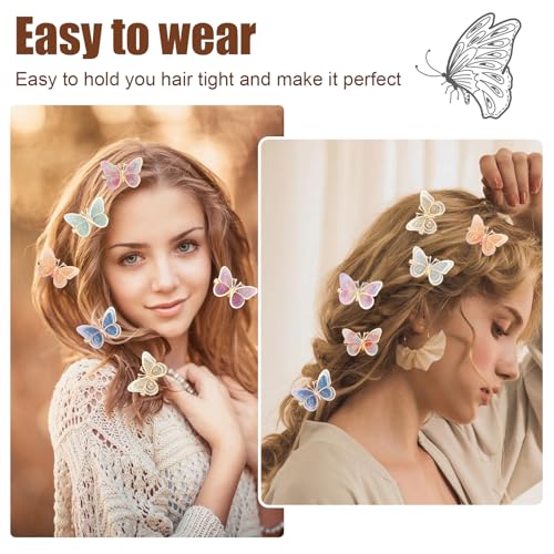 18Pcs Rhinestone Butterfly Hair Clips for Teens Women, Y2K Glitter Hair Jaw Clips, Cute Headwear Gifts for Wedding and Back to School Gold Edges - color: Golden Style