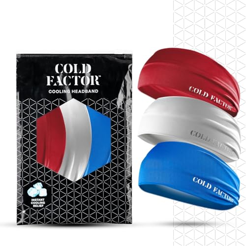 COLD FACTOR Cooling Headband for Women and Men – UPF 50+ Advanced Evaporative Comfort, Instant Cooling Sweatband for Outdoor Sports, Fitness, Yoga, Hiking, Running, and Workout - color: Bomb Pop