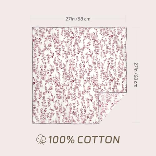 Cotton Bandana,Large Bandanas for Women,Head Coverings for Women,Head Scarf Handkerchief, Square Headband 27" x 27" - color: 27-11-foliage-red