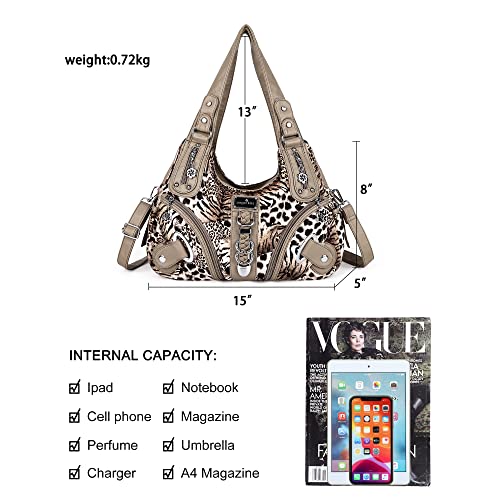 Angelkiss Hobo Purses and handbags for Women Satchel Handbag Women Purses Large Daily Shoulder Bags | Purses - color: Brown/Beige