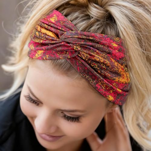 DRESHOW 6 Pack Extra Wide Headbands for Women Large Turban Headband Boho Head Wrap Elastic Hairbands Hair Twisted Knot Hair Accessories - color: 6 Pack Knotted: Patterned a