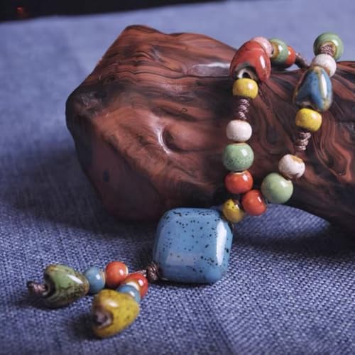 KURTCB Boho Hippie Ceramic Beaded Necklace Bracelet Colorful Statement Chunky Beads Strand Necklace Bracelet Thanksgiving Fall Autumn Jewelry for Women - style: Style 5