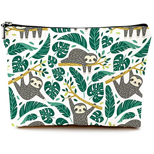 Cute Makeup Bag for Purse Canvas Waterproof Funny Cosmetic Bags for Women Zipper Travel Toiletry Pouch-Sloth Makeup Bags - color: Sloth Makeup Bags