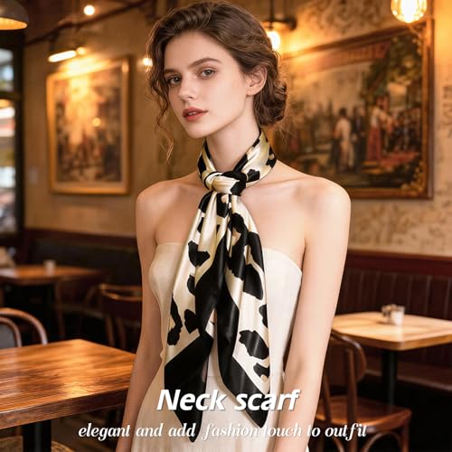 Ciormis 35" Silk Head Scarf for Women, 4 Pcs Satin Hair Scarf Square Silk Bandana Top Neck Scarves Hair Wraps for Sleeping - color: H2-fashion Animal Print-set29