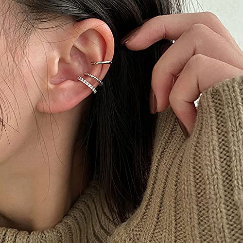 Ear Cuffs Non Piercing Sparkly Cuffs for Women Non Piercings Hypoallergenic Fake Piercings Sparkle Clip On Earrings Bling Cartilage Earring Ear Cuff Earrings for Women Dainty Earring - style: 4 - S 3PCS