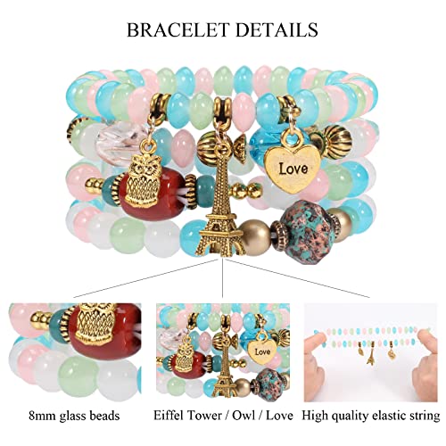 Bracelets Bohe Multilayer Chain Tassel Stackable Charm Stretch Statement Bracelet Set - color: Color3