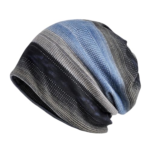 Chemo Headwear for Women Soft Cotton Slouchy Beanie Hat Scarf for Cancer Care - color: Blue