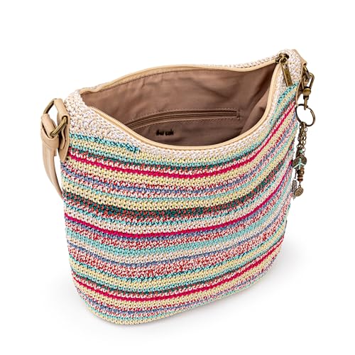 The Sak Sequoia Hobo Bag - Hand Crochet Large Women's Purse for Everyday & Travel - Durable Handbag & Tote With Zipper Pocket - color: Eden Stripe