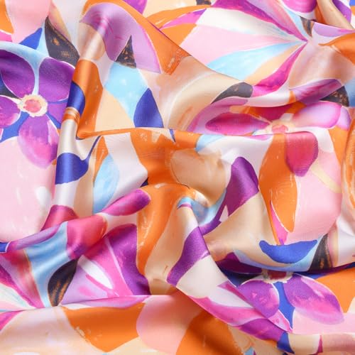 Stlvoll 27.5" Silk Neck Scarf of Women's Fashion Head Scarf Square Neck Satin Scarfs for Bag Hair Scarves Gift - color: Purple/Red/Orange/Blue