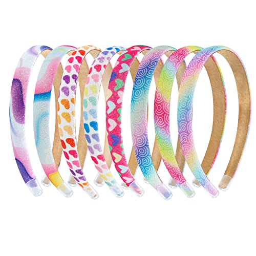 Fishdown Rainbow Headband for Girls，8 pcs Glitter Headbands for Girls, Glitter Heart Headband for Toddler Kids Sequin Headbands for Girl - color: Color-4