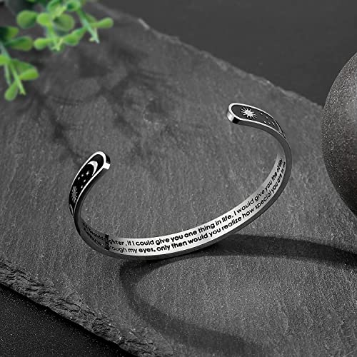 TONY & SANDY Inspirational Bracelets for Women Teen Girls Personalized Gifts for Daughter Granddaughter Mom Sister Friends Stainless Steel Engraved Cuff Birthday Easter Christmas - style: A - Granddaughter Gifts - If I could give you one thing in life...h