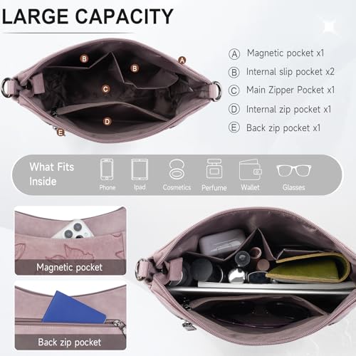KITEVIUN Crossbody Bags for Women Trendy, Vegan Leather Medium Butterfly Hobo Purse, Women's Shoulder Handbags - color: 05-purple