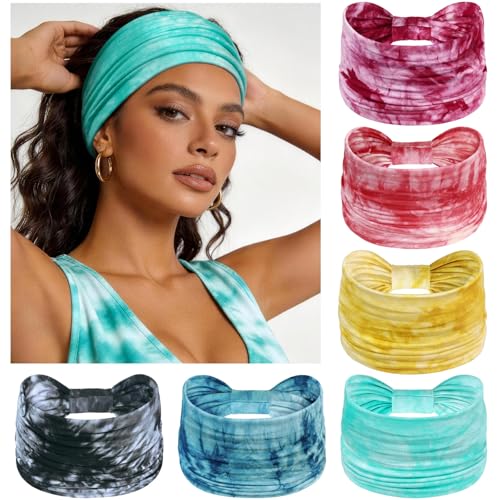 Awumbuk Wide Headbands for Women Knotted No Slip Head Bands Soft Turban Headband Hair Accessories Boho African Solid Color Head Wraps for Women Yoga Workout (Light Purple) - color: Light Purple