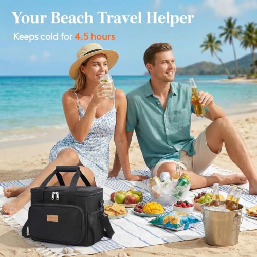 Lifewit Large Lunch Bag, Insulated Lunch Box, Soft Cooler Cooling Tote for Adult Men Women, Black 32-Can (20L) - color: Black, size: X-Large(20L)