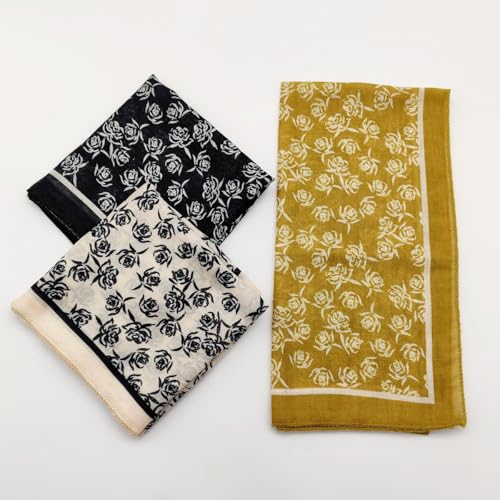Cotton Like Bandana in Bulk, Head Scarf, Headband, Head wrap, Hair Neck Scarf for Women 22 x 22 inch - color: Bib02 Rose 3pcs
