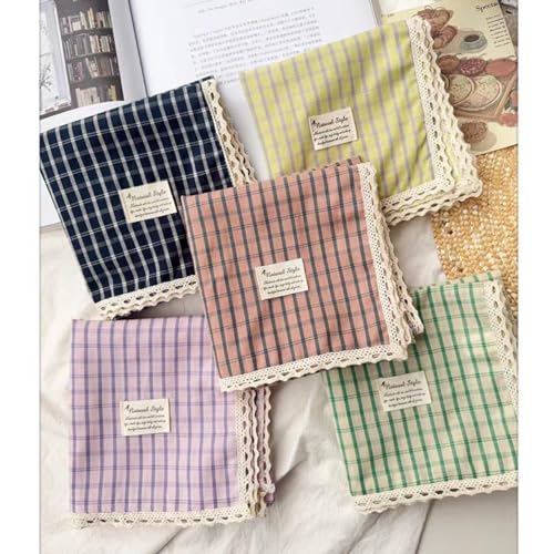 Soft Cotton Like Lace Bandana Headband, Head Wrap, Protective Coverage, Hair Neck Scarf for Women 24 x 24 inch - color: Cas014 - Plaid Y
