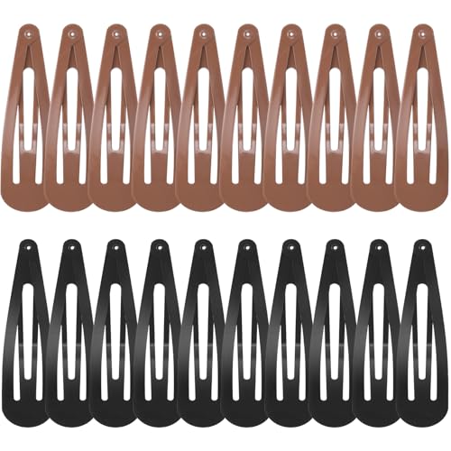 WILLBOND 30 Pieces 3.1 Inch Large Metal Snap Hair Clips Nonslip Barrettes Women Hair Accessories (Brown and Black) - color: Brown and Black, style: Minimalist