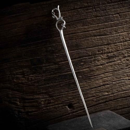 Chinese Style Hair Stick Silver Plated Ornate Phoenix Design Hair Pin for Women Long Hair Accessory Vintage Elegant Bun Holder (Silvery)