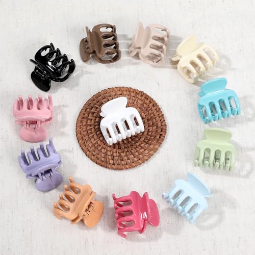 Sisiaipu 12Pcs Hair Clips for Women 1.8 Inch Small Claw Clips for Thin Hair Medium Hair Claw Clips for Thick Hair Accessories for Women Girls (Gloss Colorful) - color: Gloss Colorful