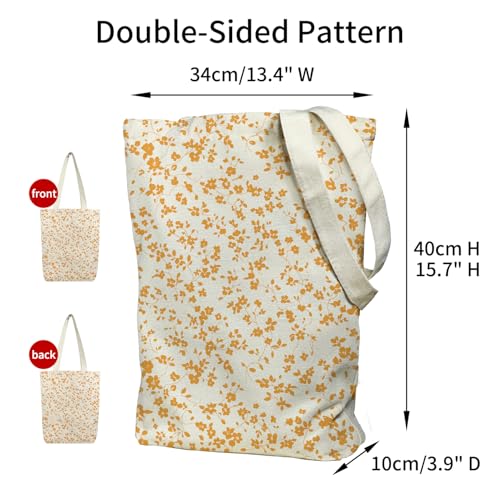 itgowisa Canvas Tote Bag for Women, Tote Bag with Zipper Inner Pocket, Zippered Canvas Bag for Shopping Work Grocery Everyday - style: Yellow