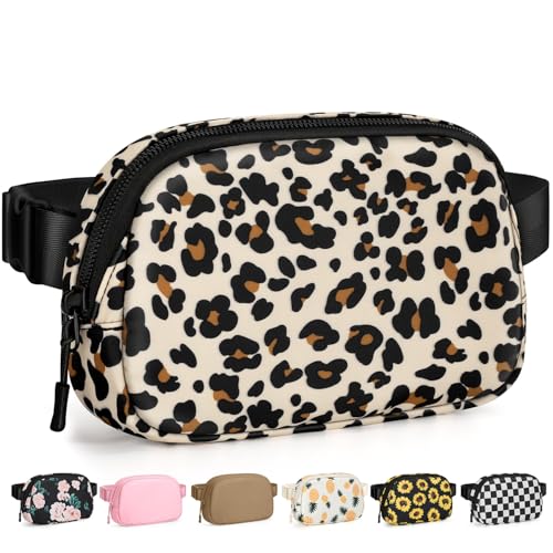 Pritent Fanny Packs for Women Cross Body Bag Waterproof Belt Bag with Adjustable Strap and Zipper Back Pocket Small Crossbody Bags Fashion Waist Packs for Workout Travelling(Leopard) - color: Leopard, size: Small