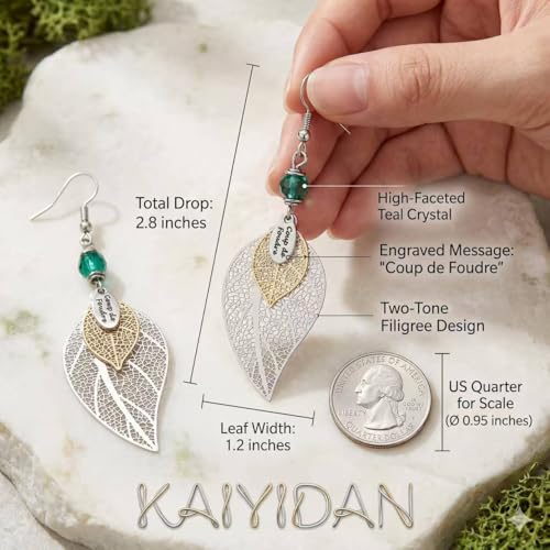 Silver Dangle Earrings For Women Trendy,Boho Cute Drop Western Earings,Vintage Gothic Ethnic Statement Beach Vacation Long Earrings with Leaf Teardrop Turquoise Crystal Tassels,Fashion Jewelry Birthday Gift. - color: A16) Hollow Out Leaf green crystal