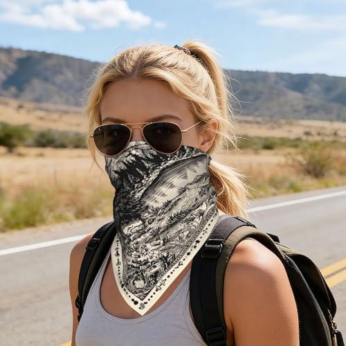 Head Scarf Hair Neck Scarves for Women Fashion Silk Satin Purse Bag Scarfs Handbags Bandana Neckerchief - color: Mountain Forest Beige