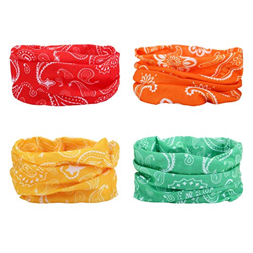 4 Cashew Flower Headband Bandana Balaclava Half Face Mask Shield Head Hair Scarf Neck Gaiter Hat Multipurpose For WoMen Men Breathable Reusable Washable Red Orange Green Yellow - color: 4x Summer Konjac Flower Mask