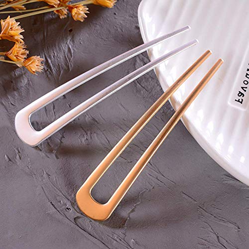 [2 Pack] Benefree U-Shape Hairpins, Bride Hair Accessories Hair Pins Clip Vintage Hair Stick,Hairstyle Chignon for Women Girls (Silver and Gold) - color: 2P Silver&Gold