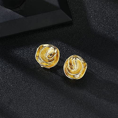 Mytys Two Tone Earrings for Women Gold and Silver Crossover Half Hoop Statement Earring Designer Stud Earrings - color: flower Gold