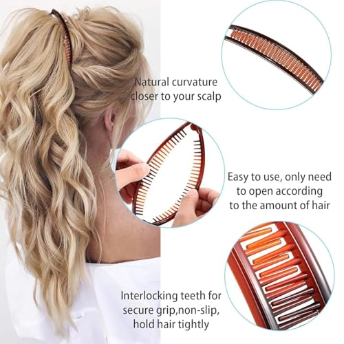 18 Pieces Banana Hair Clips Classic French Hair Comb Set Fishtail Plastic Twist Hair Clip Ponytail Accessories for Women Girls, 6 Styles（style1） - color: black,white, brown（style1）