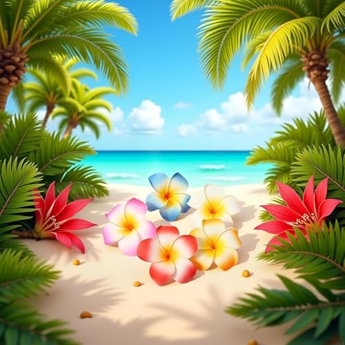 10Pcs 7cm Multicolor Hawaii Plumeria Flower Clips, Artificial Tropical Flower Hair Accessories for Wedding, Beach Party, Artificial Hair Clips and Barrettes