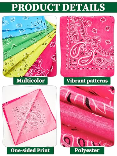 Unittype 48 Pieces Paisley Bandana Novelty Unisex Cowboy Headband Sports Bandannas Scarf Outdoor for Western Party Costume - color: Blue, Green, Yellow, Pink, style: Classic