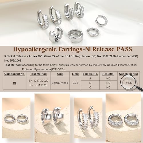 Florideco 4Pairs Small Hoop Earrings for Women Trendy 14K Gold Plated Stackable Chunky Earrings Hypoallergenic Huggie Earring Stacks Lightweight Earring Sets for Multiple Piercing - color: Silver-Twisted