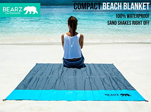 Pocket Blanket - Beach Blanket Waterproof Sandproof, Picnic Blankets Waterproof Foldable, Lightweight & Compact for Hiking, Camping, Travel, Festival Accessories - color: Aqua Blue