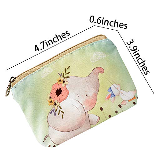 Women and Girls Cute Fashion Coin Purse Wallet Bag Change Pouch Key Holder - color: Elephant and Rabbit